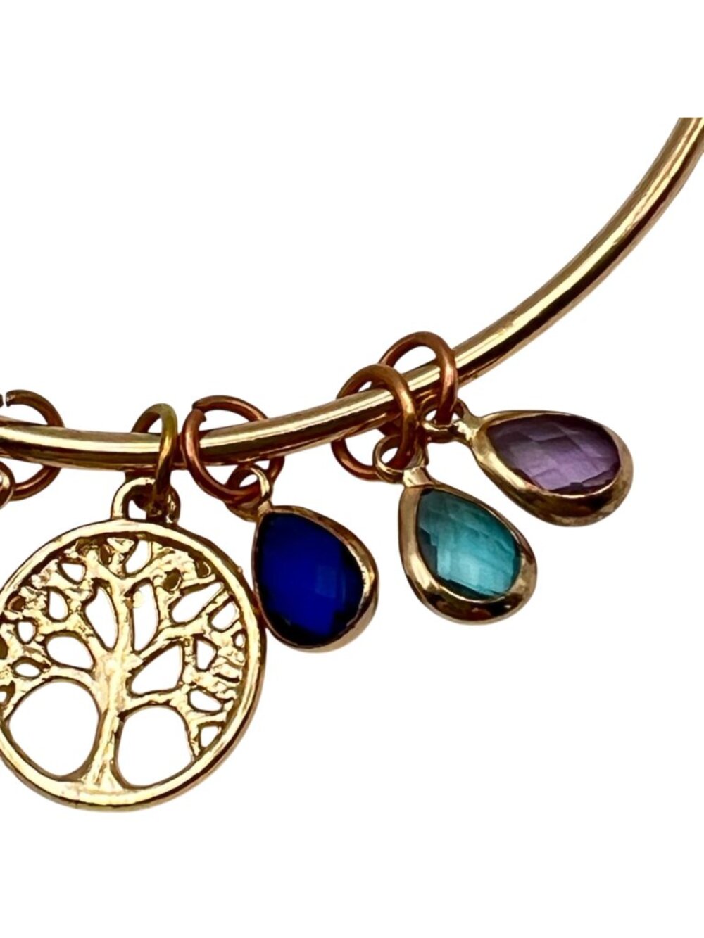 Gold Tone 2 Bracelet Lot Multicolor Enamel Link Charm Bangle Tree of Life Boho - Picture 4 of 14